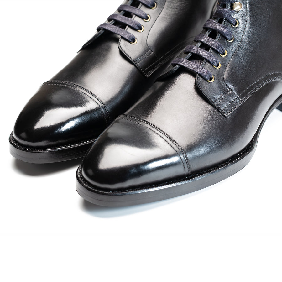 Cap Toe Boot - Black Calfskin