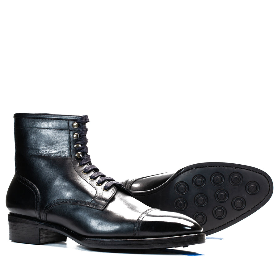 Cap Toe Boot - Black Calfskin