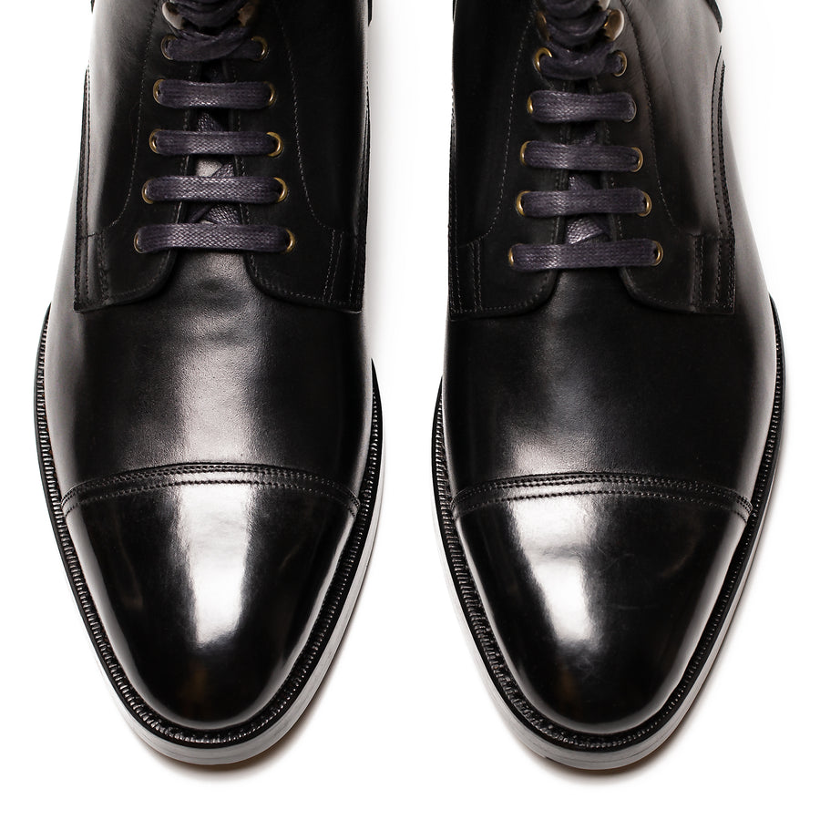 Cap Toe Boot - Black Calfskin
